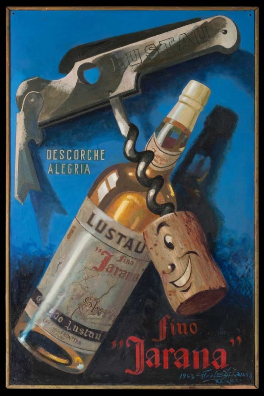 当時の広告。フィノ・ハラーナのイラストが描かれている。